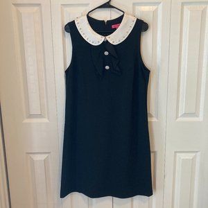 Betsey Johnson Black Sleeveless Dress With Peter Pan Collar